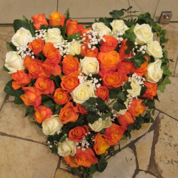 Blütenherz, orange-weiß Bild 1